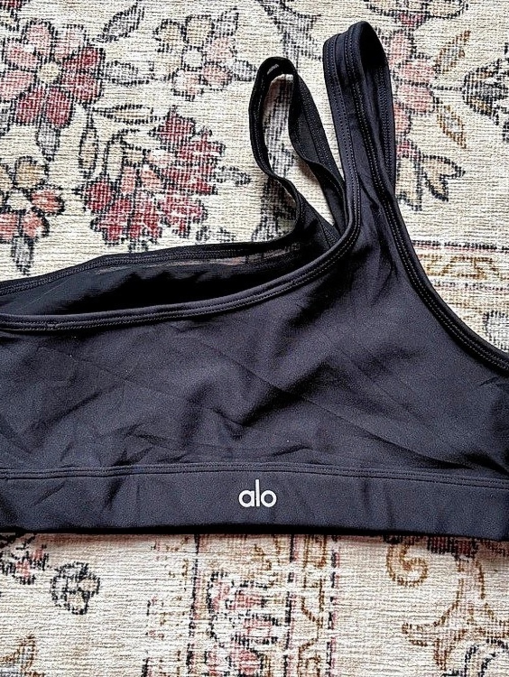 Alo One-Shoulder Sports Bra in Black Size Small